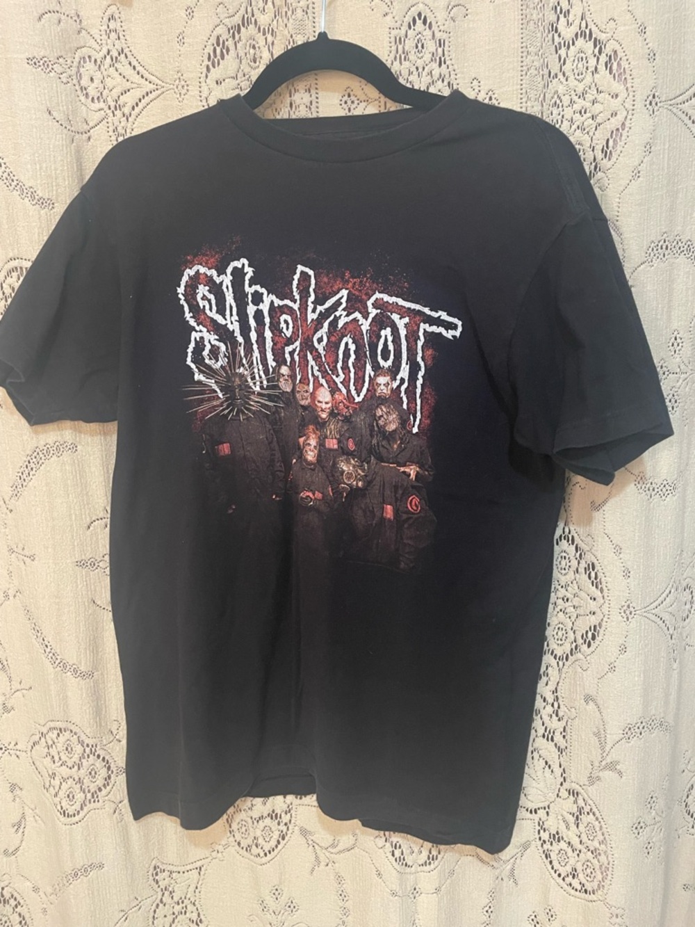 Slipknot Black Graphic Band Tee - Red & White Logo